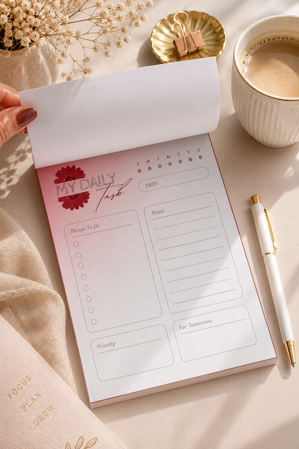 Weekly Habit Tracker Handmade A5 Tear-Off Notepad | Desk Planner
