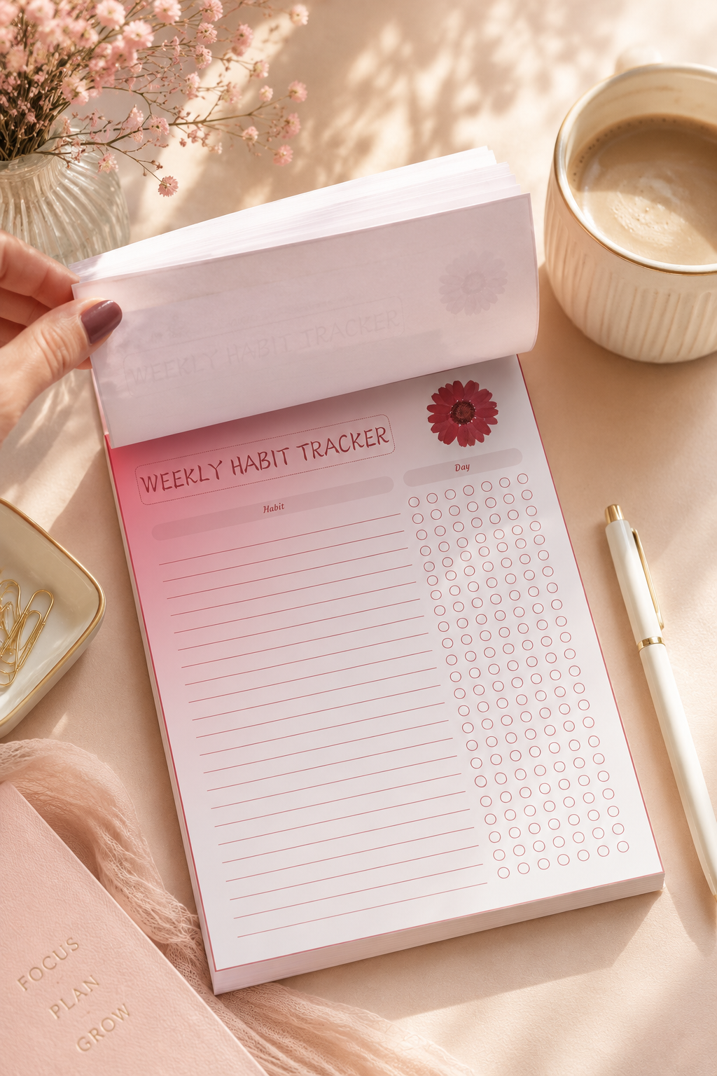 Weekly Habit Tracker Handmade A5 Tear-Off Notepad | Desk Planner