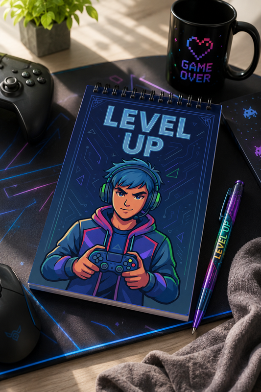 Level Up – Gaming Spiral Notepad