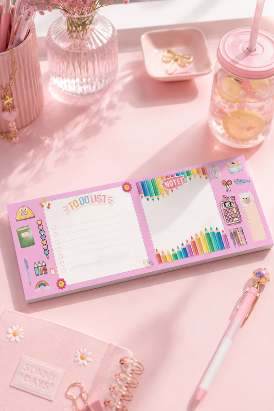 Cute School-Themed Handmade A5 Tear-Off Notepad | To Do List & Notes