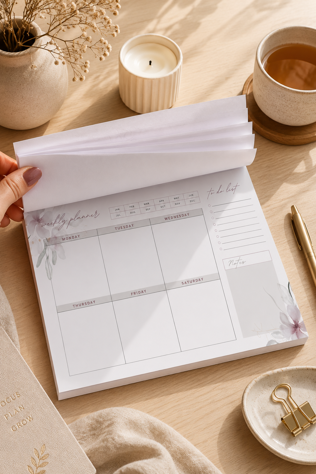Life's Daily Blueprint Handmade A5 Tear-Off Notepad & Desk Planner